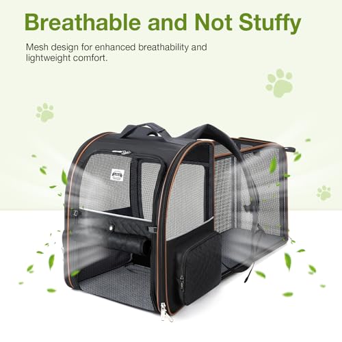 Large Cat Backpack Carrier Expandable Pet Carrier Backpack for Small Dogs Medium Cats Fit Up to 18 Lbs, Dog Backpack Carrier, Foldable Puppy Backpack Carrier for Travel,Black - color: Black