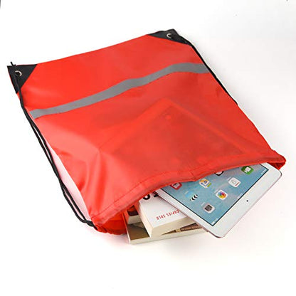 KUUQA 12 Pcs Drawstring Backpack Bag Bulk Reflective,Red - color: Red