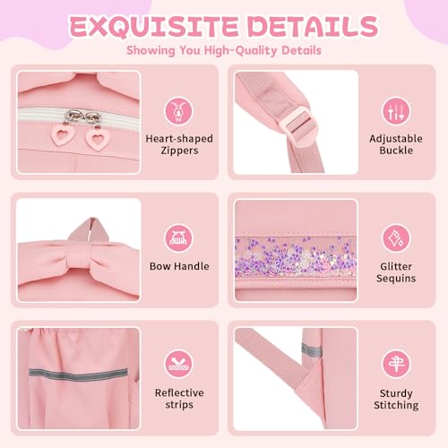 MUSEVOS Girls Backpack, Kids Backpack for Girls, School Bookbag for Teens Age 6-15, Large Capacity Water Resistant Backpack for Elementary to High School, Cute Travel Daypack, Pink 3pcs - color: Pink-3pcs