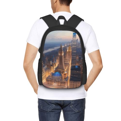 City Picture Night Cute Backpack For Women Men,Lightweight Laptop Backpack Shoulder Bag Waterproof Casual Daypack