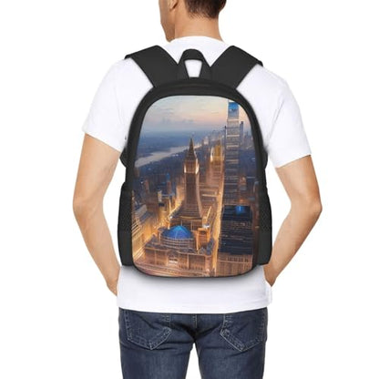 City Picture Night Cute Backpack For Women Men,Lightweight Laptop Backpack Shoulder Bag Waterproof Casual Daypack