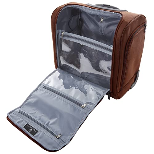TPRC 15” Underseat Carry-On Luggage Airline Approved Personal Item with USB Charging Port, Brown - color: Brown