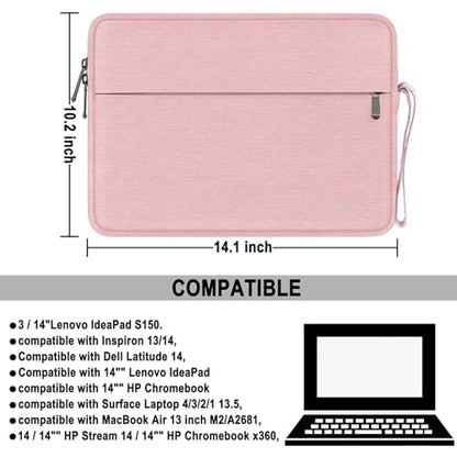 Laptop Sleeve 14 Inch, Water Resistant Traveling Computer Cover with Handle, Shockproof Protective Carrying Laptop Bag Compatible for 14 Inch MacBook Air/Pro, HP, Dell, Lenovo, Pink - color: Pink, size: 14 Inch
