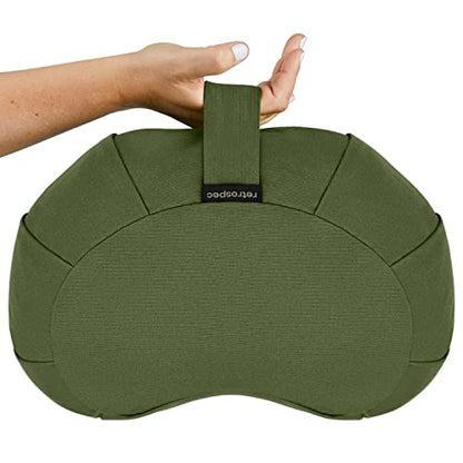 Retrospec Sedona Zafu Meditation Cushion Filled w/Buckwheat Hulls - Yoga Pillow for Meditation Practices - Machine Washable 100% Cotton Cover & Durable Carry Handle; Crescent, Basil (Pack of 4) - color: Basil, size: 1 Count (Pack of 4)