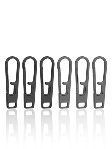 VIPERADE VAT1 Heavy Duty Titanium Zipper Pulls Replacement, Universal Zipper Pull Tab Repair Kit for Jackets, Coats, Suitcases, Luggage, Backpacks, Handbags and EDC Pouches - color: 3 Black 3 Grey, size: 1.38" × 0.27"