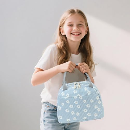 Bluboon School Backpack Set Girls Womens Laptop Bookbag Casual Daypack Fits 15 inch Laptop with Lunch Tote Bag and Pencil Bag - color: White Little Flower 95