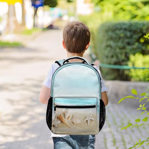 Miaoquhe Sea Shell Backpack Animal Printed Laptop Backpack for Girls Boys Kids Beach Sea Star School Bookbags College Shoulder Bag Computer Daypack for Women Men Travel Work - color: Beach