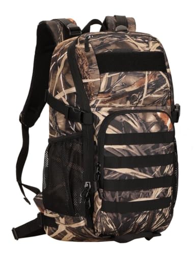 HUNTVP Tactical Backpack Military MOLLE Backpack Hunting Rucksack Gear Assault Pack 25L WR - color: Reed Camo-25l, size: 25L