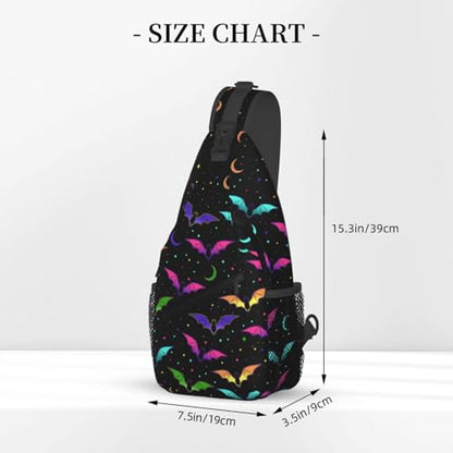 Halloween Gothic Bat Outdoor Crossbody Shoulder Bag For Unisex Young Adult Hiking Bicycling - color: 12