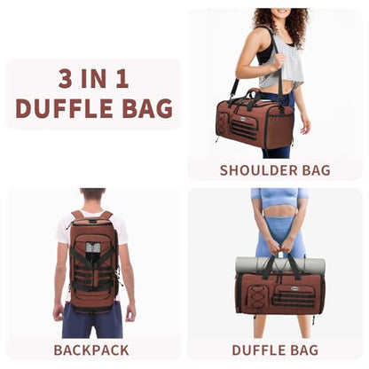 BOSSTIN Gym Bag for Men & Women, 45L-50L Expandable Sports Duffle Bag - color: Coffee Checkered