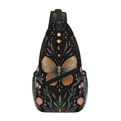 Horse Sling Bag Crossbody Backpack Lightweight Chest Bag Casual Travel Daypack For Work Daily Commute And Short Trips - color: Night Sky Moth