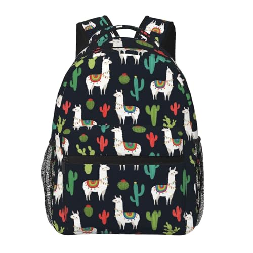 Commuter Laptop Backpack Llama Alpaca Cactus, Lightweight Water Resistant Daypack with Inner Pocket for Work, Office - color: Pattern (225)