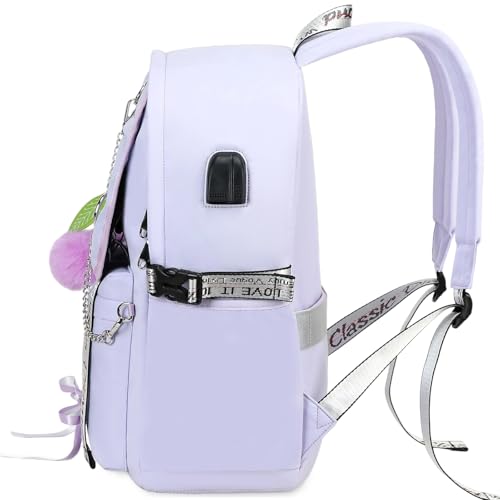 Spotted Tiger School Backpack for Girls Backpack with Lunch Box Backpacks for Teen Girl Backpacks School Bag Bookbag (Purple) - color: Purple