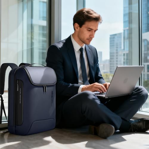 BANGE 17.3 Inch Business Laptop Backpack: Anti-Theft with USB Port & TSA Lock, Waterproof Zippers, Large Travel Commuter Bag - color: Blue, size: lock and usb