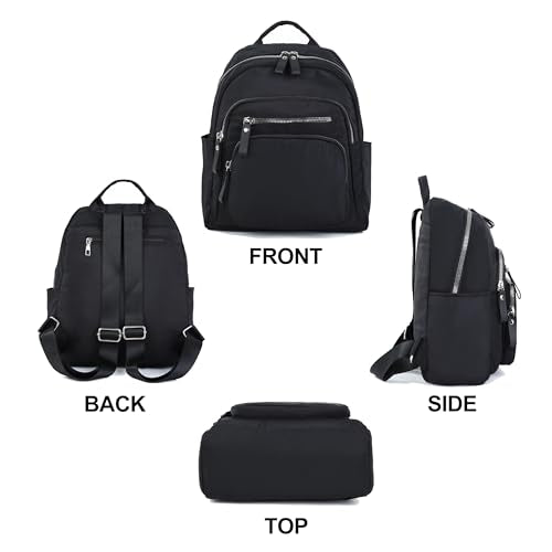 Multi-Pocket Nylon Crossbody Bag for Women, Water Resistant Shoulder Bag with Adjustable Strap, Lightweight Messenger Purse for Travel & Daily Work, Model 9198, Black