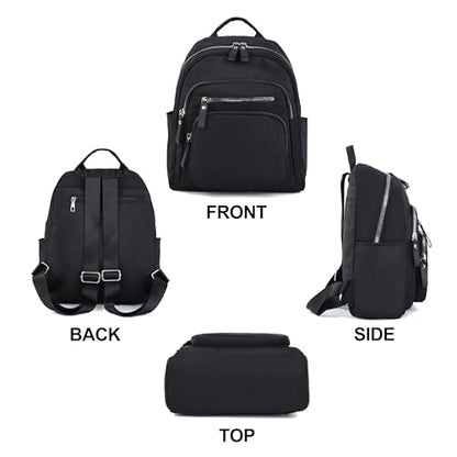 Multi-Pocket Nylon Crossbody Bag for Women, Water Resistant Shoulder Bag with Adjustable Strap, Lightweight Messenger Purse for Travel & Daily Work, Model 9198, Black