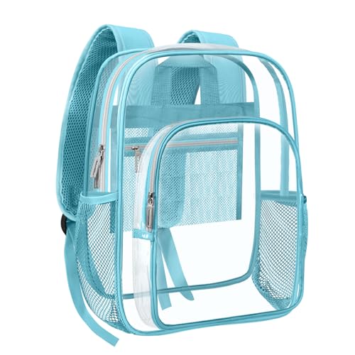 HEEYA Clear Backpack Heavy Duty Transparent Backpack for Security, Sports, Work, Travel, Stadium - color: Blue