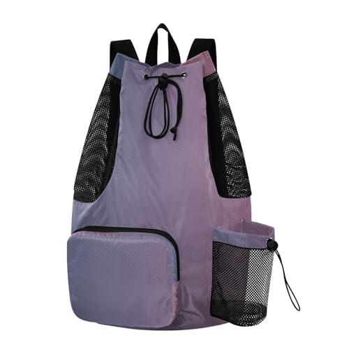 Drawstring Backpack Sports Bag With Water Bottle Pocket Cinch Back Sack Waterproof Blue Pink Gradient