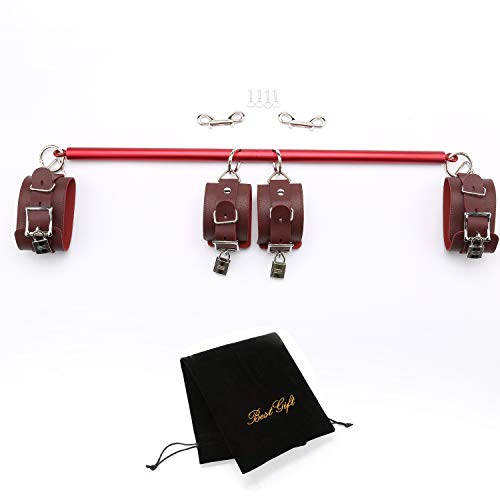2026 Upgraded Heavy Duty Expandable Spreader Bar – Adjustable PU Straps for Pilates, Yoga - style: Red+Red
