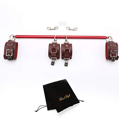 2026 Upgraded Heavy Duty Expandable Spreader Bar – Adjustable PU Straps for Pilates, Yoga - style: Red+Red