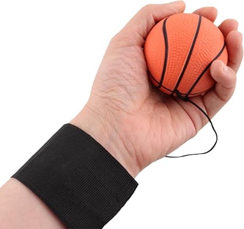 Basketball 2.36 Inch Wrist Return Ball, Sports Balls on a String, Rubber Rebound Bouncy Wristband on Elastic String for Wrist Exercise or Play Speed and Agility Training, Reaction Balls