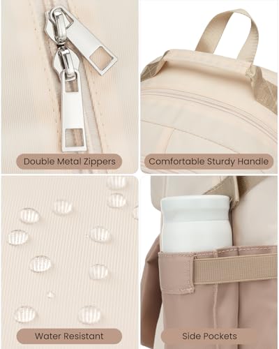 Backpack for Girls and Teens, Cute School Bag for Kids, Kawaii Bookbag for College Students, Aesthetic Laptop Backpack for Women Nursing Work, Beige Khaki