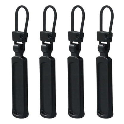 Auvotuis 4Pcs Zipper Pull Replacement for Small Holes, Detachable Tiny Zipper Replacement Slider, Spare Zipper Pulls for Luggage/Jackets/Backpacks/Boots/Purses (Black) - style: Black