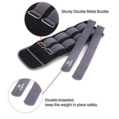 Ankle Weights for Women, Men and Kids - 1/2/3/4/6/8/10/12/15/20 LBS 1 Pair Strength Training Wrist/Leg/Arm Weight with Adjustable Strap for Jogging, Gymnastics, Aerobics, Home Fitness, Physical Therapy - style: 15Lbs Pair (7.5lb x 2) - Grey