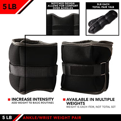 JFIT Ankle Weights - Ankle Weight Pair 10 Weight and Bundle Options - 0.5 to 8 lbs. Each (Set of 2) Adjustable Straps – Comfortable, Breathable, Moisture Absorbent Weight Straps for Men and Women - size: 5 lb Pair