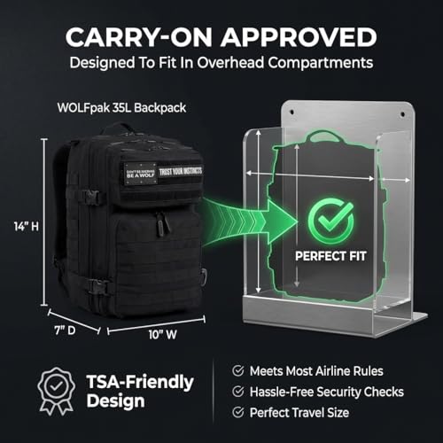 WOLFpak 35L Tactical Gym Backpack (Alpha Black) Durable 1000D Waterproof Oxford Material with MOLLE Webbing, Laptop Pocket & Dual Cup Holders, Durable Fitness/Travel/Military Daypack - color: Alpha Black