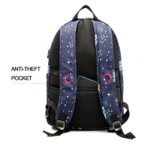 Kinmac Water Resistant Laptop Backpack with USB Charging Port for Laptop Up to 15.6 Inch (Space) - color: Space