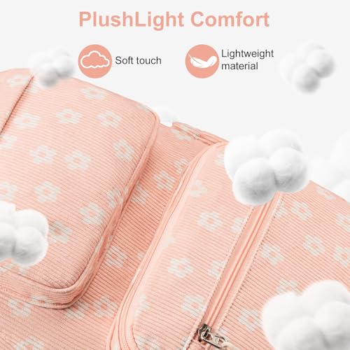 Bluboon Backpack for Girls Kids Preschool Backpack with Lunch Box Kindergarten Bookbag Toddler School Bags Set - color: Beige Flower Pink