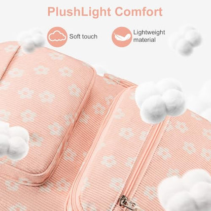 Bluboon Backpack for Girls Kids Preschool Backpack with Lunch Box Kindergarten Bookbag Toddler School Bags Set - color: Beige Flower Pink