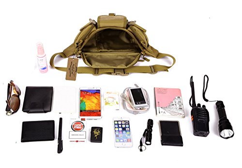 ArcEnCiel Tactical Fanny Pack for Men Women Waist Bag Hip Belt Outdoor Hiking Fishing Bumbag with Patch (Coyote Brown) - color: Coyote Brown