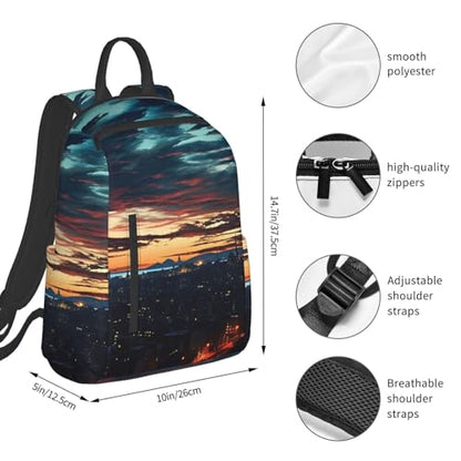 Travel Backpack for Women Men Cityscape Dusk Daypack 15 inch Lightweight Computer Bag Casual Back Pack - color: Cityscape Dusk