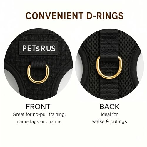 Premium No-Pull Dog Harness Soft Neoprene & Breathable Mesh Vest with Front & Back Clip D-Rings Adjustable Lightweight Walking Harness for Puppies, Small & Medium Dogs (Black Boucle, L) - color: Black Boucle, size: L: Neck=16.5-22''/Chest=22.4-32.7''