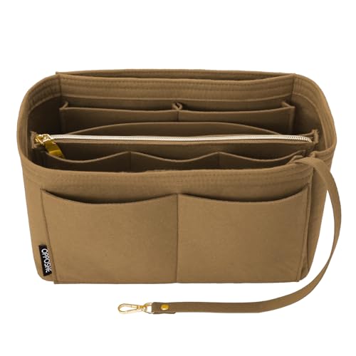 OPPOSHE Purse Organizer Insert for Handbags, Softened Felt Bag Insert Organizer for Tote, Compatible with LV, Coach, MK, Kate Spade, Goyard, Longchamp (Brown, Small) - color: Classic-BROWN, size: Standard Small
