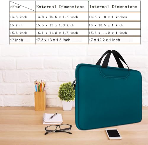Laptop Sleeve Bag 15.6 Inch, Traveling Briefcase Handle Bag & with Extra Pockets, Computer Protective Case Compatible for 15 15.6 inch HP, Dell, Acer, Asus, Cyan - color: Cyan, size: 15.6 inch