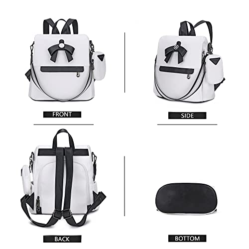 ZOCAI Backpack Purse for Women Fashion Backpack Purses PU Leather Daypacks Anti-Theft Shoulder Bag Satchel Purse - color: Z-white/Black