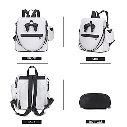 ZOCAI Backpack Purse for Women Fashion Backpack Purses PU Leather Daypacks Anti-Theft Shoulder Bag Satchel Purse - color: Z-white/Black