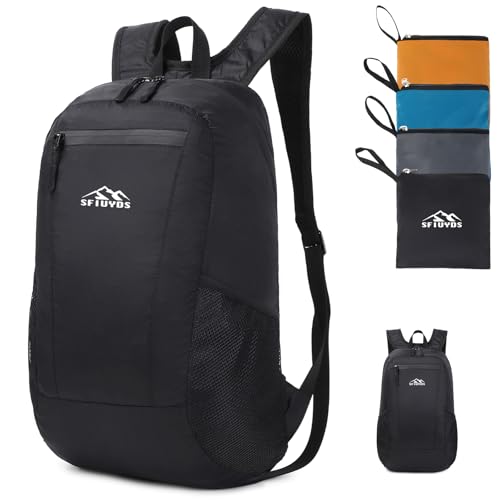 Lightweight Hiking Backpack Small,Waterproof Hiking Daypack,Foldable Backpack for Travel,Ultralight Daypack(Nylon, Black) - color: Nylon Black