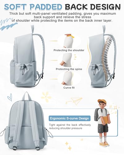 BJLFS Light Blue Backpack for School Women Girls, Waterproof Bookbag Cute High School Backpacks for Men Teen Boys, Lightweight Travel College Backpack Mochilas Escolares para Casual Daypack Rucksack - color: Light Blue