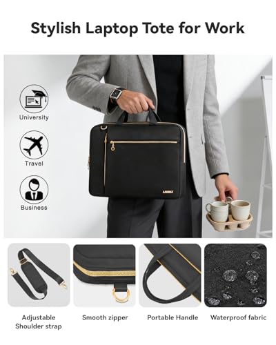 15.6 16 Inch Laptop Bag Case for Women Men Compatible with MacBook Pro M5/HP OmniBook Omen Envy/Dell Pro Inspiron/Lenovo Yoga IdealPad, Messenger Carrying Briefcase Computer Bag Case, Black - color: Black, size: 15.6 inch
