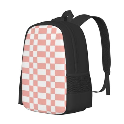 Breathable Outdoor Daypack Checkered Pink, Durable Anti Theft Travel Backpack Adjustable Strap Shoulder Bag for Hiking Camping City Walking - color: Design (547)
