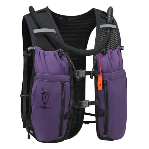 UTOBEST 10L Running Hydration Vest with 2L Bladder – Lightweight Trail Running Vest for Women & Men, Adjustable Marathon Backpack for Running - color: Purple (with 2L Bladder), size: SM (Chest Size:30-35inch)