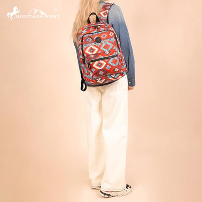 Montana West Backpack for Women Western Travel Backpack Purse Casual Daypack for Laptop College - color: Aztec Dark