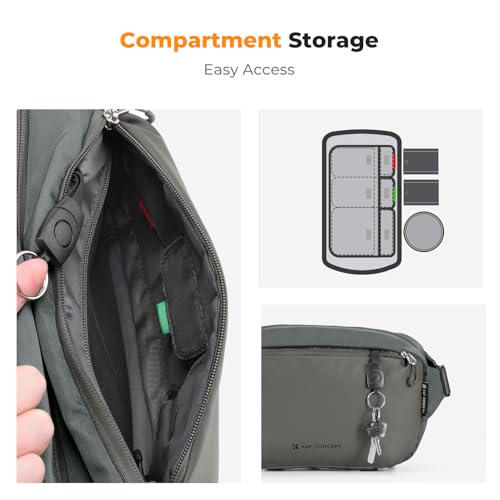 K&F CONCEPT Camera Sling Bag Crossbody Bag Waterproof Camera Shoulder Backpack DSLR/SLR/Mirrorless Camera Case - color: 07 Cyan Grey Medium