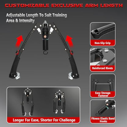 Twister Arm Trainer, 3-in-1 Adjustable Hydraulic Power Chest Workout Equipment (22-440 lbs) with Ab Roller and Resistance Band Hooks, Men and Women Home Gym Equipment for Full-Body Strength Training
