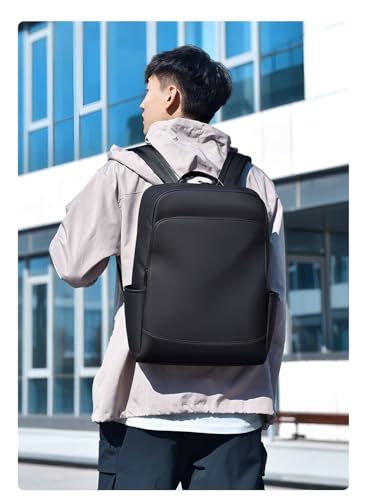 Men's Waterproof Laptop Backpack, Travel Bag, Black, Adjustable Shoulder Straps, Luggage Strap (black) - color: Black