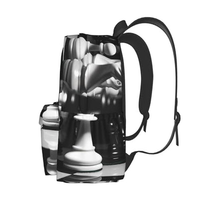 black and white chess Travel Backpack for Men Women 15.6 inch Laptop Backpack Casual Daypack for Weekender - color: Black and White Chess